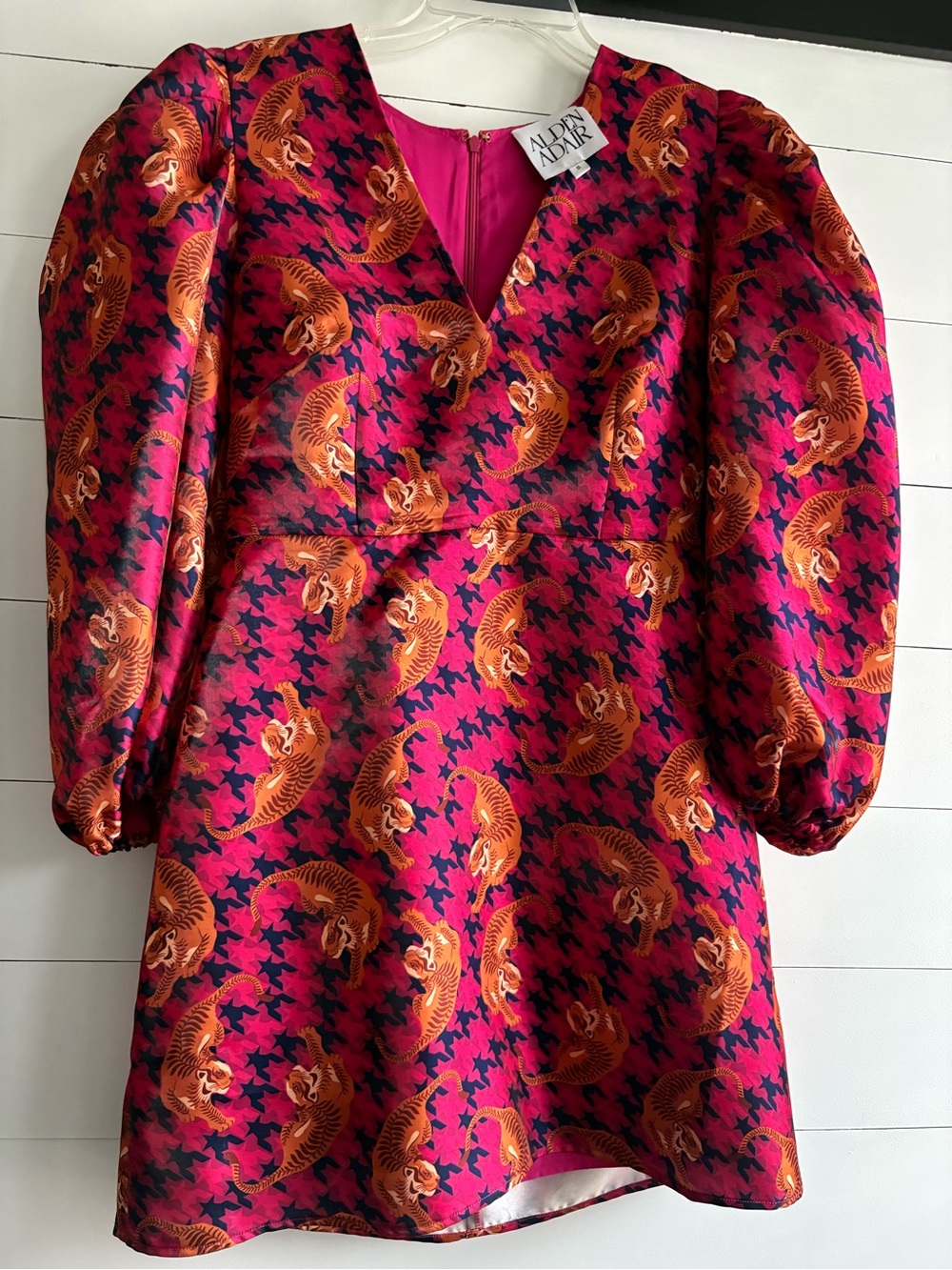 Alden Adair Pink & Orange Tiger Jacquard Mini Dress